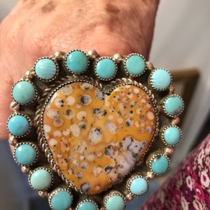 Native American Turquoise Bambi Heart Ring made by M & S Turquoise